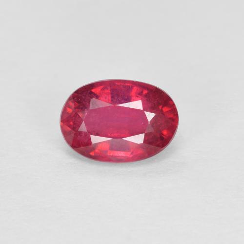 6 x 4.2mm Oval Facet Red Ruby from Madagascar, Weight of 0.8ct, Natural fracture filled Gemstone in VS Clarity, 1pc Ruby - Color: Dark Red, Mohs Hardness of 9 suitable for daily wear jewelry, July Birthstone, Photo A