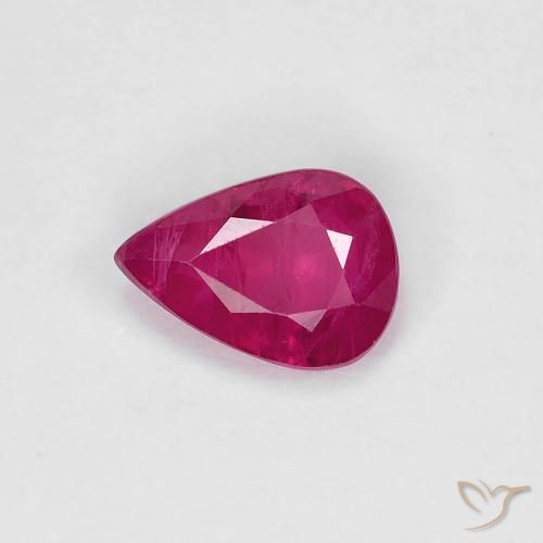 0.84 ct Red Ruby Stone, Natural Ruby in Pear Facet Shape for Sale