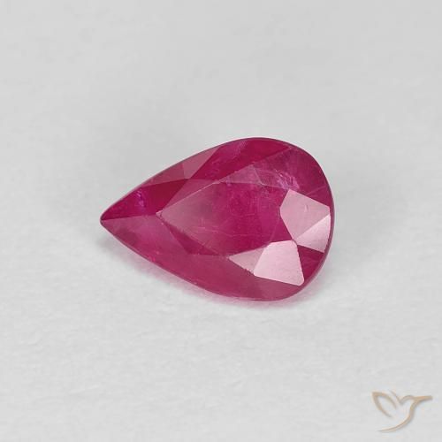 0.79 ct Red Ruby Stone, Natural Ruby in Pear Facet Shape for Sale