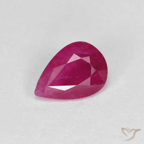 0.95ct Natural Medium Red Ruby, Pear Shape, VS