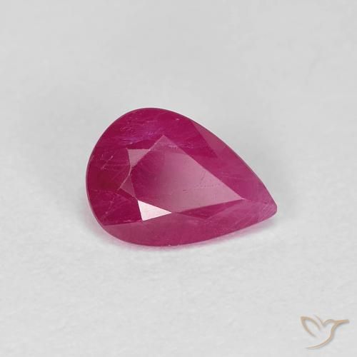 0.95 ct Red Ruby Stone, Natural Ruby in Pear Facet Shape for Sale
