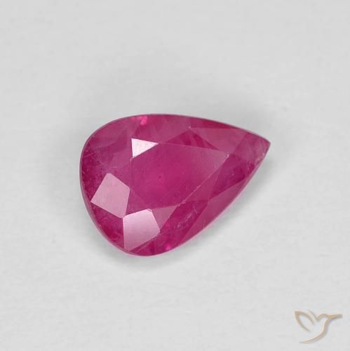 0.78 ct Red Ruby Stone, Natural Ruby in Pear Facet Shape for Sale
