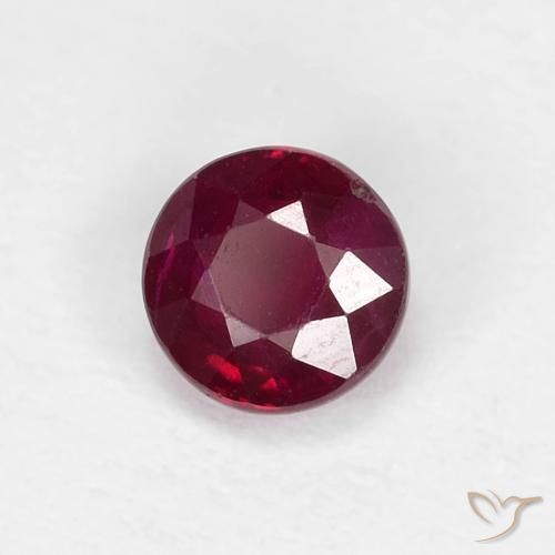 0.44 ct Red Ruby Stone, Natural Ruby in Round Facet Shape for Sale