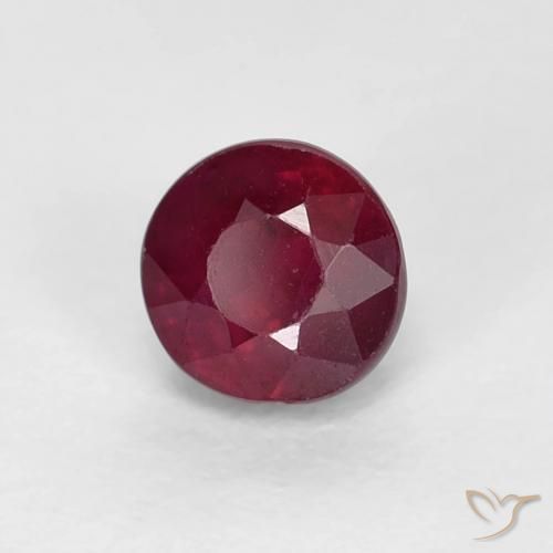 0.49 ct Red Ruby Stone, Natural Ruby in Round Facet Shape for Sale