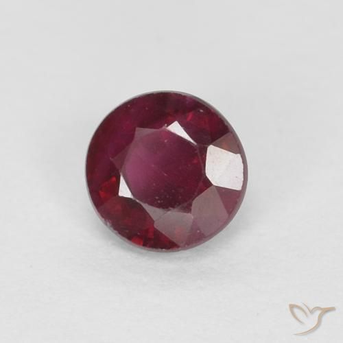0.34 ct Red Ruby Stone, Natural Ruby in Round Facet Shape for Sale
