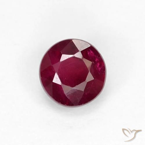 0.42ct Natural Deep Red Ruby, Round, VS-SI