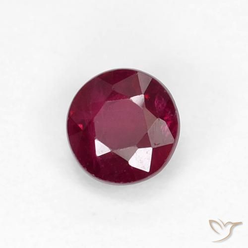 0.42 ct Red Ruby Stone, Natural Ruby in Round Facet Shape for Sale