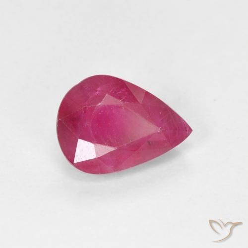 0.96 ct Red Ruby Stone, Natural Ruby in Pear Facet Shape for Sale