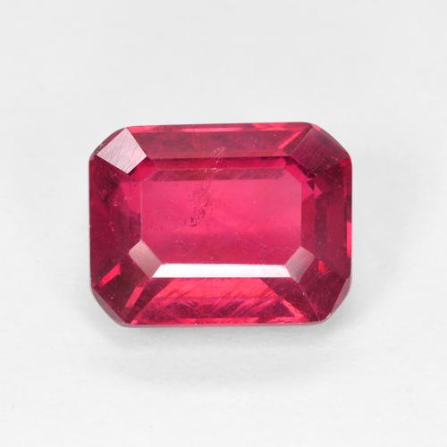 8.9 x 6.9mm Octagon Step Cut Red Ruby from Madagascar, Weight of 3.18ct, Natural fracture filled Gemstone in VS Clarity, 1pc Ruby - Color: Deep Red, Mohs Hardness of 9 suitable for daily wear jewelry, Unblocks Root Chakra, Photo A