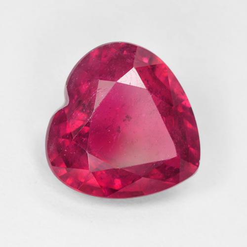 10.9 x 10.8mm Heart Red Ruby from Madagascar, Weight of 5.45ct, Natural fracture filled Gemstone in VS-SI Clarity, 1pc Heart Facet Ruby - Color: Bright Red, Mohs Hardness of 9 suitable for daily wear jewelry, Stone of Love, Photo A