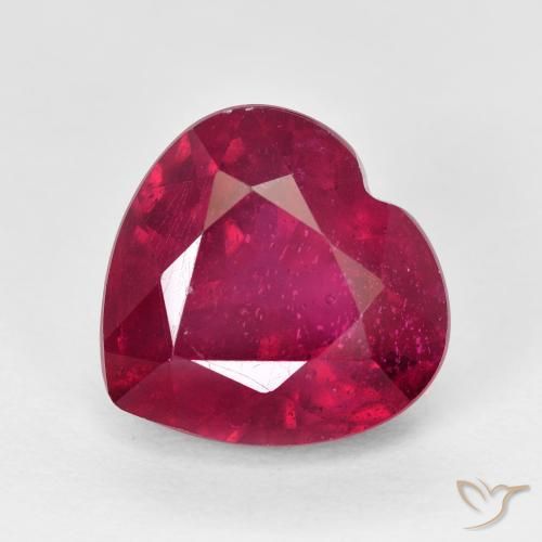 6.62ct Heart Facet Red Ruby from Madagascar, Dimension 10.7 x 11mm, Natural fracture filled Gemstone, VS-SI Clarity, 1 piece Ruby in Deep Red Color, Mohs Hardness of 9 suitable for daily wear jewelry, Capricorn Zodiac Stone, Photo A