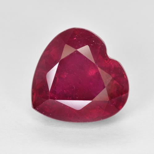11 x 11.1mm Heart Facet Red Ruby from Madagascar, Weight of 7.2ct, Natural fracture filled gemstone in VS-SI Clarity, 1pc Ruby - the Color is Blood Red, Mohs Hardness of 9 suitable for daily wear jewelry, Symbolizes Passion and Energy, Photo A