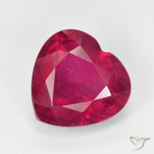 5.63ct Heart Red Ruby from Madagascar, Dimension 10.6 x 10.9mm, Natural fracture filled Gemstone, VS-SI Clarity, 1pc Heart Facet Ruby, Mohs Hardness of 9 suitable for daily wear jewelry, Traditional December Birthstone, Photo A