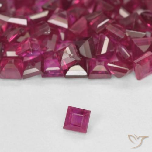 6.04 ctw Red Ruby Stones, Natural Ruby in Square Facet Shape for Sale