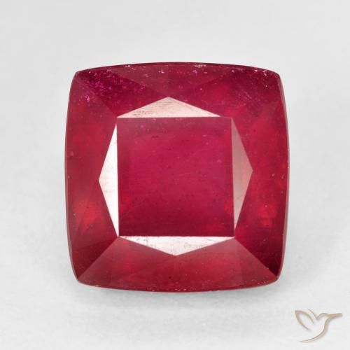 Rubí de talla cojín de 7,67 quilates, 10,3 x 10,1 mm de Madagascar, Photo A