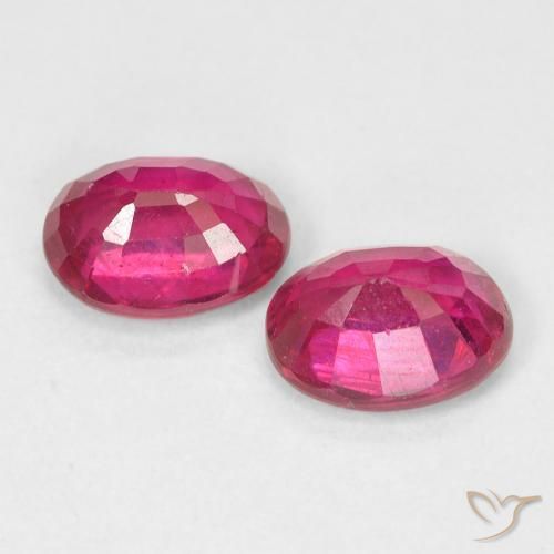 Ruby Gemstones in 7 x 5 mm (calibrated) Size for Sale, Ruby Stones in Light Red Color