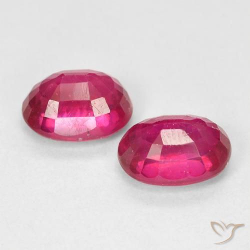 Ruby Gemstones in 7 x 5 mm (calibrated) Size for Sale, Ruby Stones in Light Red Color
