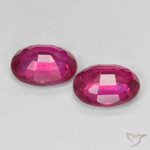 Ruby Gemstones in 8 x 6 mm (calibrated) Size for Sale, Ruby Stones in Light Red Color