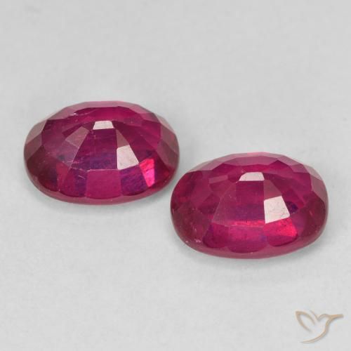 Ruby Gemstones in 8 x 6 mm (calibrated) Size for Sale, Ruby Stones in Dark Red Color