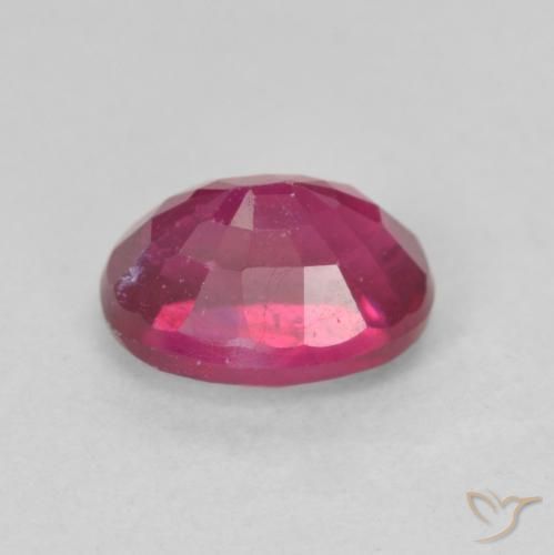 Ruby Gemstone in 7.2 x 5.3 mm Size for Sale, Ruby Stone in Medium Dark-Red Color
