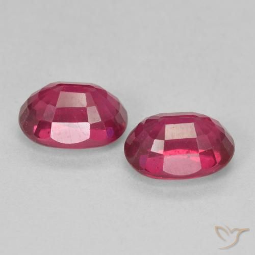 Ruby Gemstones in 7 x 5 mm (calibrated) Size for Sale, Ruby Stones in Deep Reddish Pink Color
