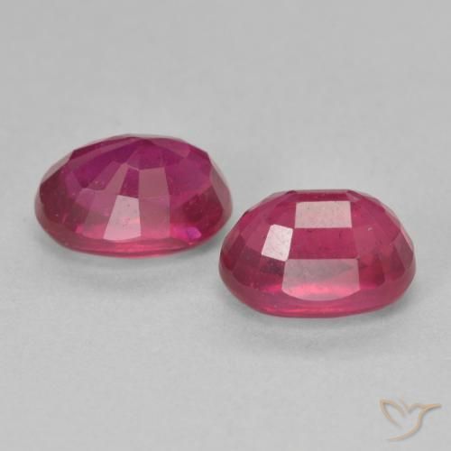 Ruby Gemstones in 7 x 5 mm (calibrated) Size for Sale, Ruby Stones in Light Red Color