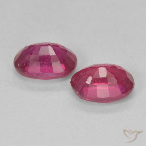 Ruby Gemstones in 7 x 5 mm (calibrated) Size for Sale, Ruby Stones in Light Red Color