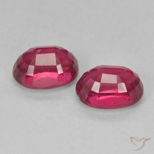 Ruby Gemstones in 7 x 5 mm (calibrated) Size for Sale, Ruby Stones in Deep Reddish Pink Color