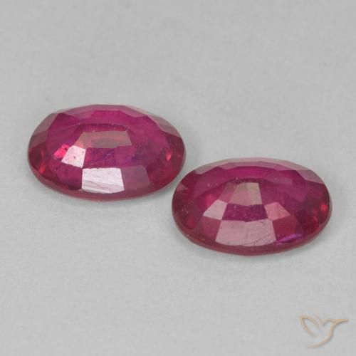 Ruby Gemstones in 7 x 5 mm (calibrated) Size for Sale, Ruby Stones in Light Red Color