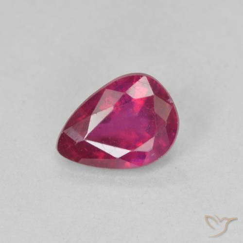 0.93ct Natural Light Red Ruby, Pear Shape, VS-SI, Photo A