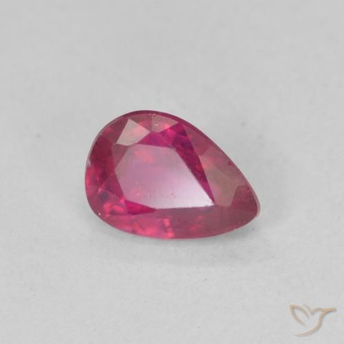 0.93 ct Red Ruby Stone, Natural Ruby in Pear Facet Shape for Sale