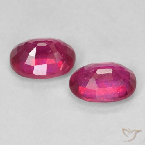 Ruby Gemstones in 7 x 5 mm (calibrated) Size for Sale, Ruby Stones in Light Red Color