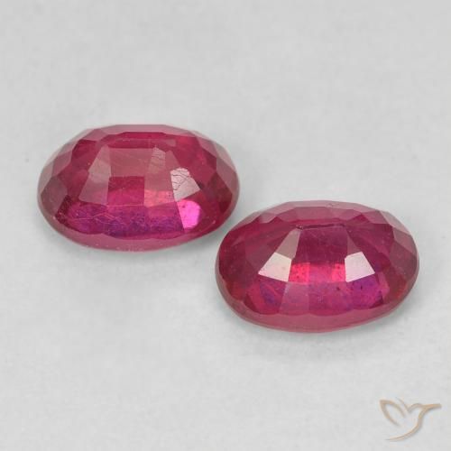 Ruby Gemstones in 7 x 5 mm (calibrated) Size for Sale, Ruby Stones in Medium Dark-Red Color