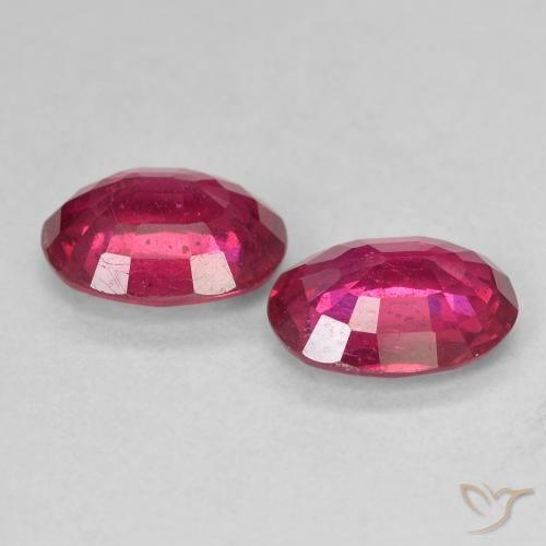 Ruby Gemstones in 8 x 6 mm (calibrated) Size for Sale, Ruby Stones in Pinkish Red Color