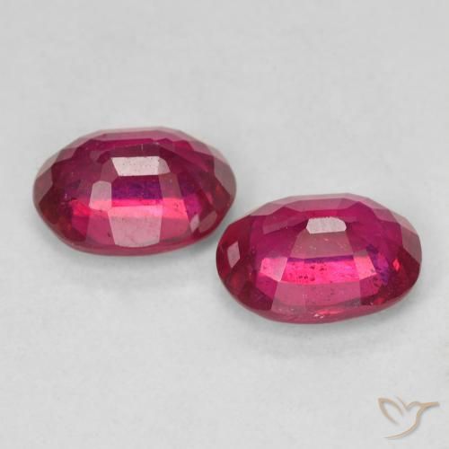 Ruby Gemstones in 8 x 6 mm (calibrated) Size for Sale, Ruby Stones in Light Red Color