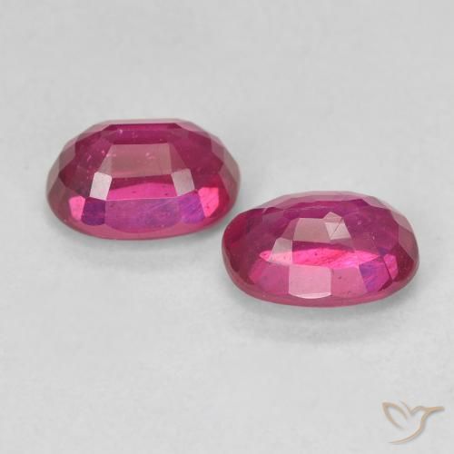 Ruby Gemstones in 7 x 5 mm (calibrated) Size for Sale, Ruby Stones in Light Red Color