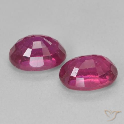 Ruby Gemstones in 7 x 5 mm (calibrated) Size for Sale, Ruby Stones in Light Red Color