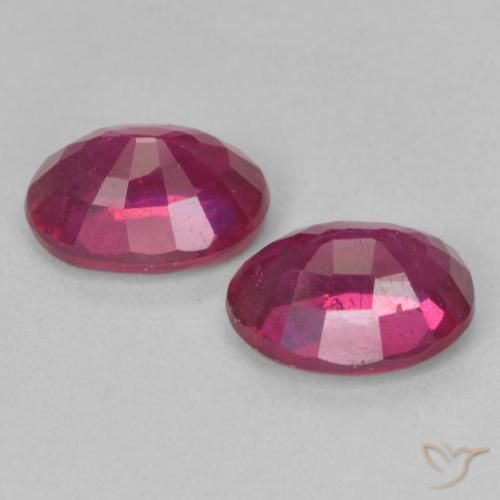 Ruby Gemstones in 7 x 5 mm (calibrated) Size for Sale, Ruby Stones in Light Red Color
