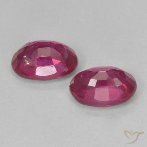 Ruby Gemstones in 7 x 5 mm (calibrated) Size for Sale, Ruby Stones in Light Red Color