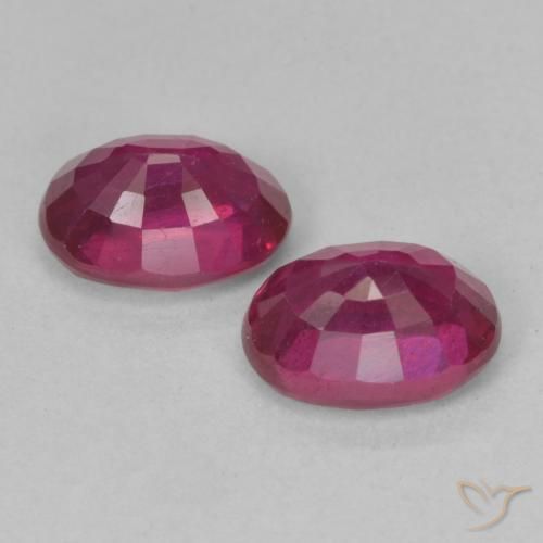 Ruby Gemstones in 7 x 5 mm (calibrated) Size for Sale, Ruby Stones in Light Red Color