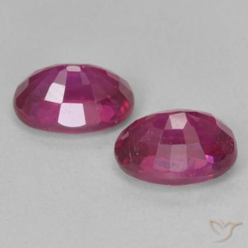 Ruby Gemstones in 7 x 5 mm (calibrated) Size for Sale, Ruby Stones in Light Red Color