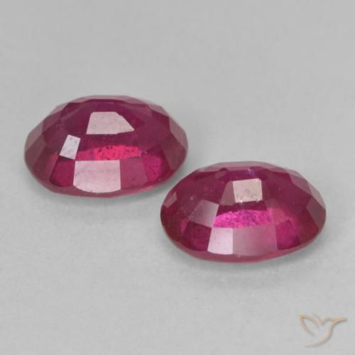 Ruby Gemstones in 8 x 6 mm (calibrated) Size for Sale, Ruby Stones in Medium Dark-Red Color