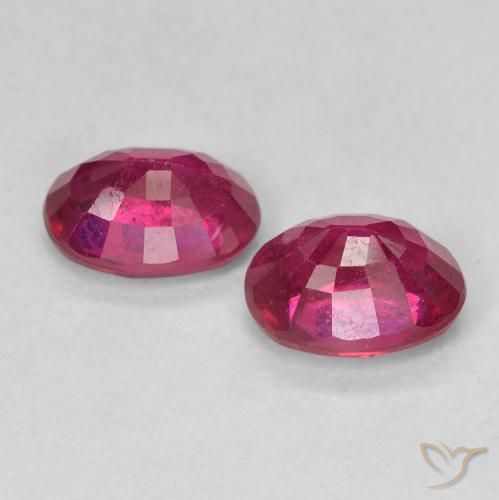 Ruby Gemstones in 6.7 x 4.9 mm Size for Sale, Ruby Stones in Light Red Color