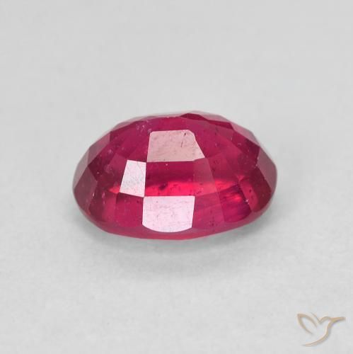 Ruby Gemstone in 8 x 6 mm (calibrated) Size for Sale, Ruby Stone in Medium Dark-Red Color