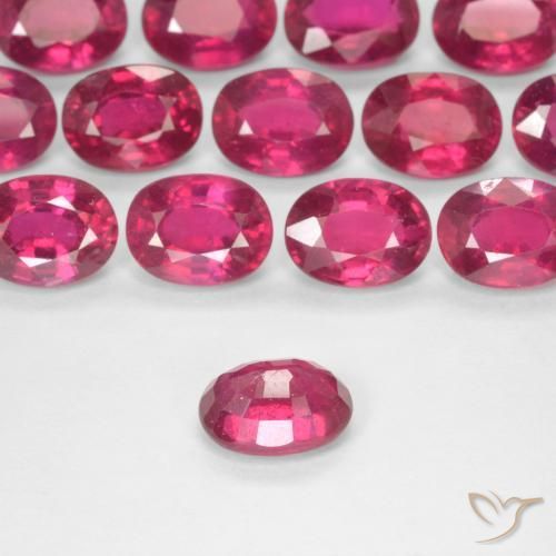 Ruby Gemstones in 8 x 6 mm (calibrated) Size for Sale, Ruby Stones in Light Red Color