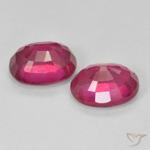 Ruby Gemstones in 8 x 6 mm (calibrated) Size for Sale, Ruby Stones in Light Red Color