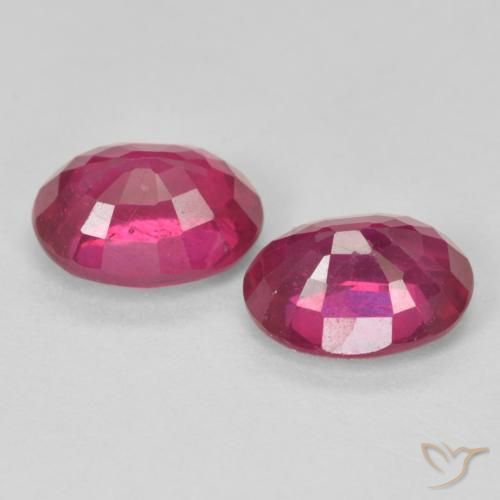 Ruby Gemstones in 8 x 6 mm (calibrated) Size for Sale, Ruby Stones in Light Red Color
