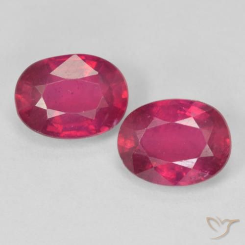 3.18ctw Natural Light Red Rubies, Oval, VS
