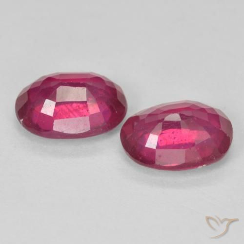 Ruby Gemstones in 8 x 6 mm (calibrated) Size for Sale, Ruby Stones in Light Red Color