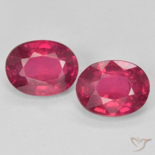 2 Stück/Paar Oval Rubin in Größe 8 x 6,1mm, Gewicht 3,53 ct gesamt / durchschnittl. 1,77 ct, Rosaig-rot in VS Reinheit, Garantiert natürliche Edelsteine, Mohs-Härte 9 Geeignet für den täglichen Gebrauch im Schmuck, Entblocket das Wurzelchakra, Photo A
